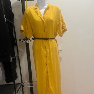 Yellow Button-Up Maxi Dress